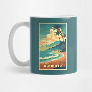 Hawaii Vintage Retro Travel Poster Mug